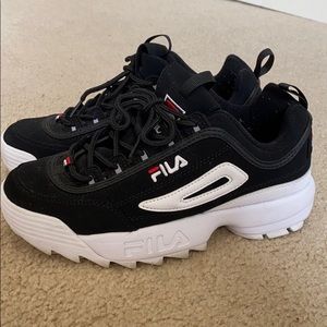 Black suede Fila sneakers